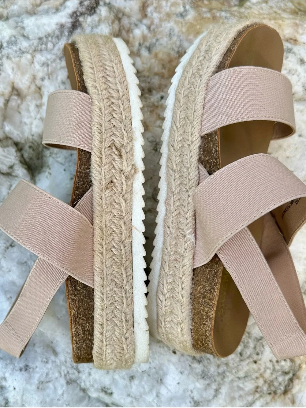 Steve Madden Girls’ Blush Pink Elastic Strap Espadrille Wedge Sandals